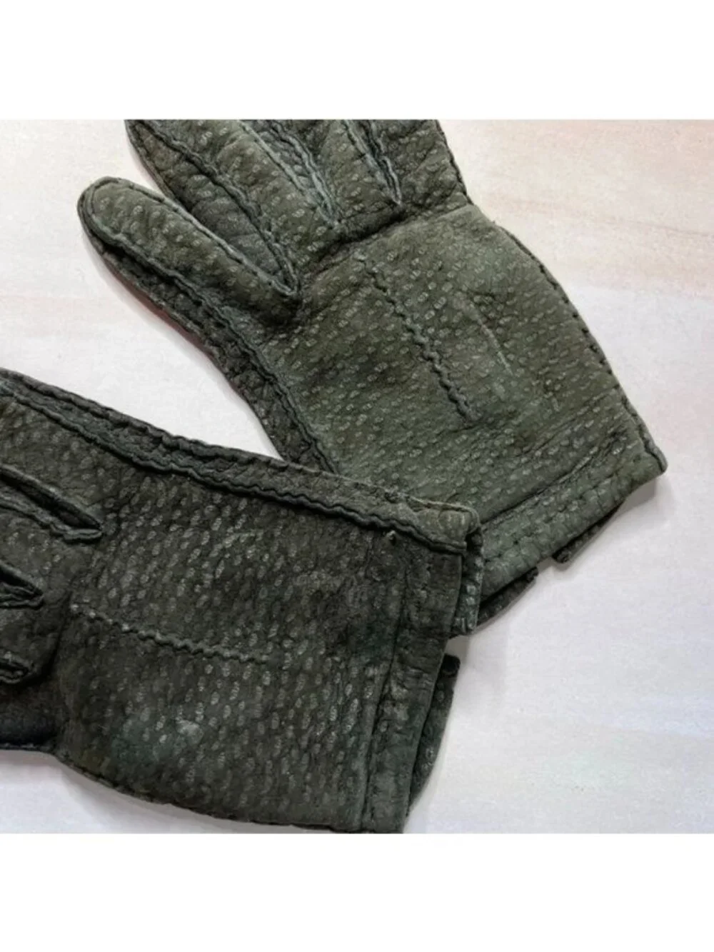 Cashmere Lined Suede Textured Leather Winter Gloves